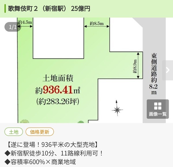 新宿の25億円の土地…